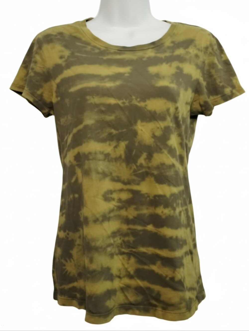Distressed Camo Tiger Stripe Grunge Tee Shirt Olive Green Forest XS S